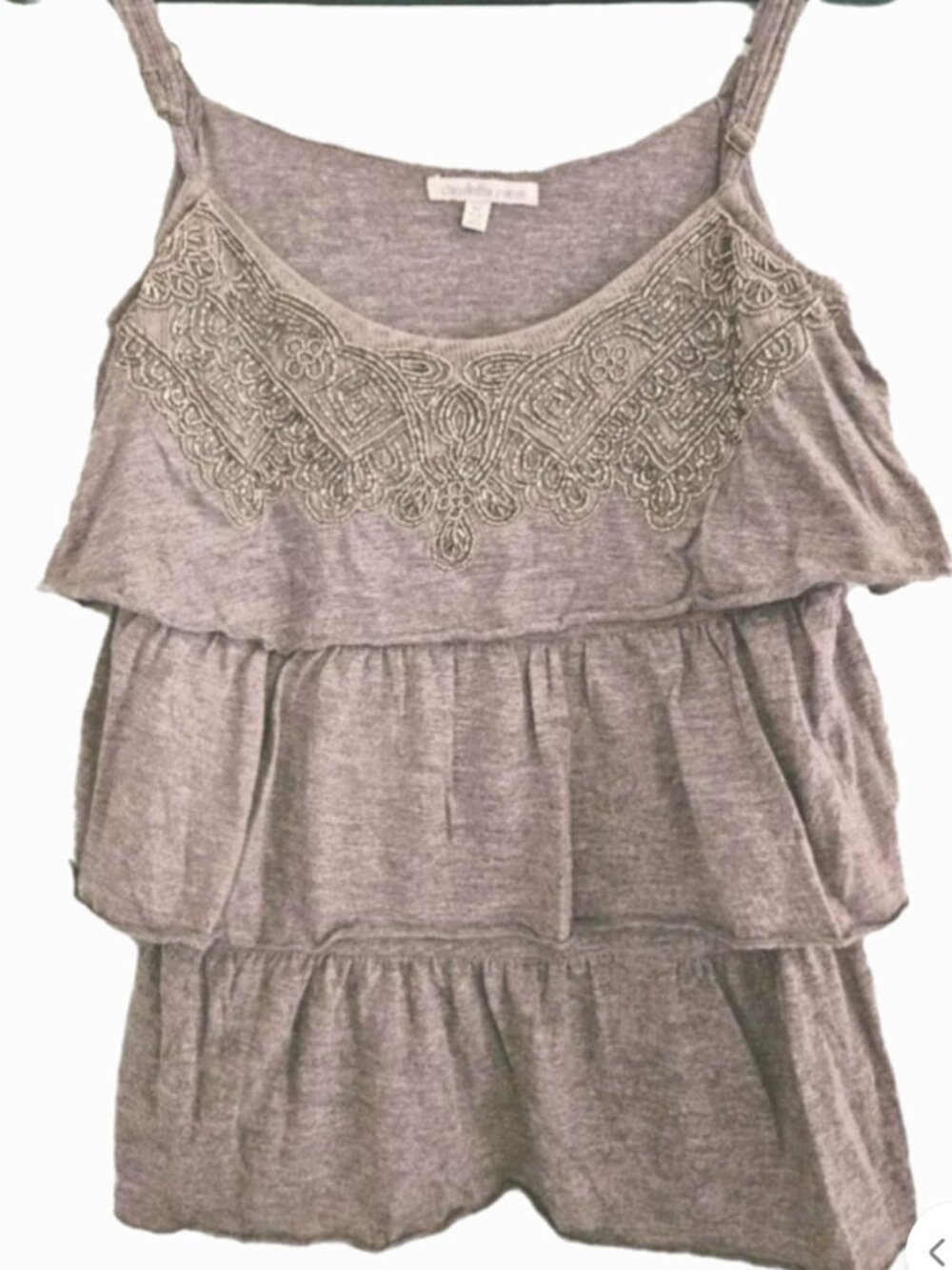 Charlotte Russe Gray Silver Y2K beaded Top Size M